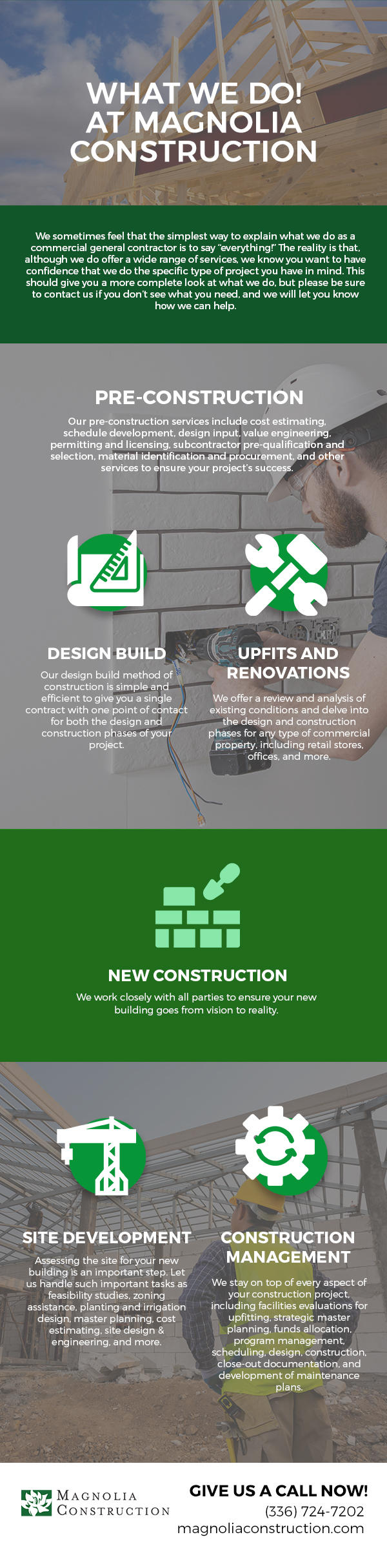 We offer a variety of services to help with your new construction project.